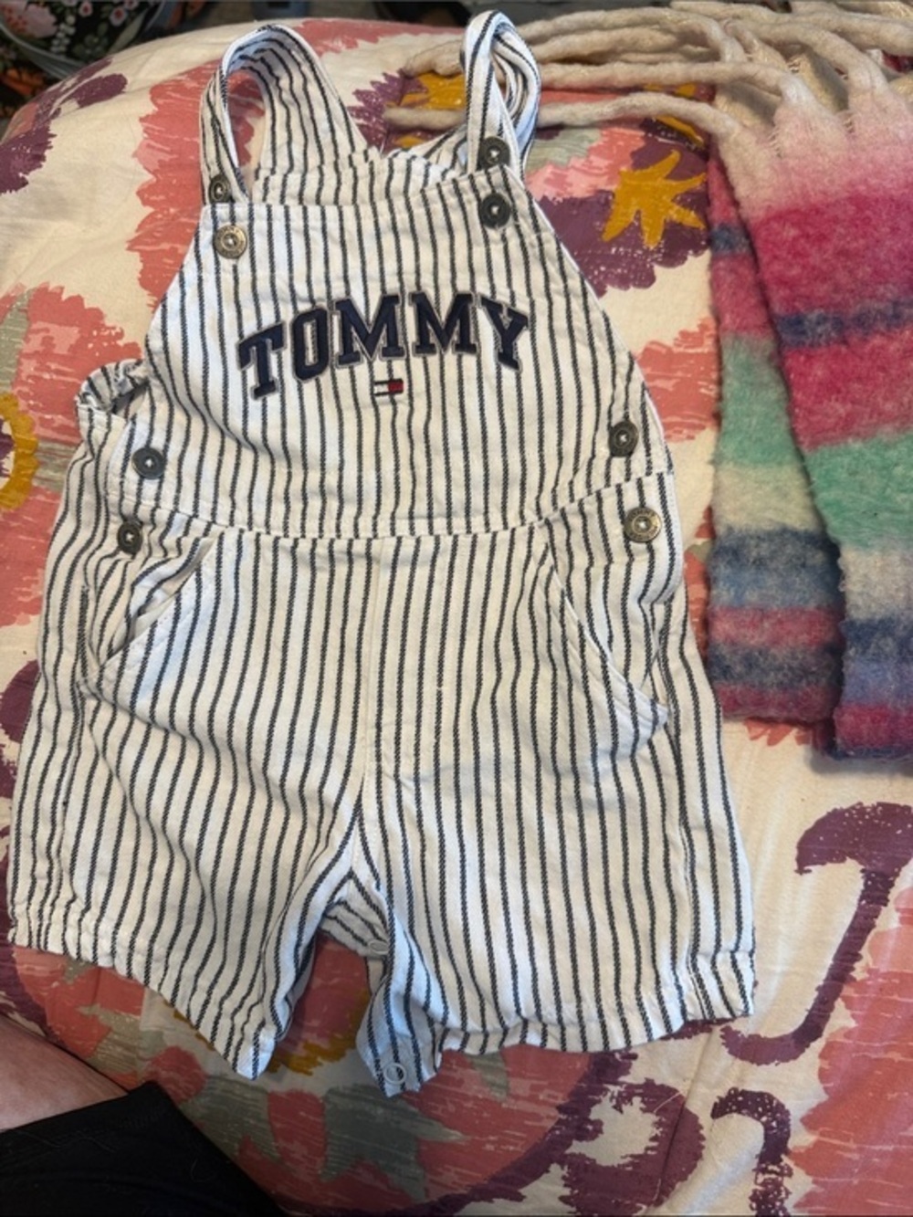 Tommy Hilfiger Baby Overalls 12M Striped Cotton Retro 90s Style Romper